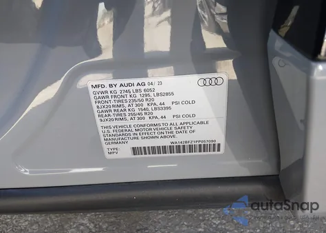 2023 Audi Q4 Sportback E-Tron Prestige 50 Quattro из США, поврежденный, VIN WA142BFZ1PP057090